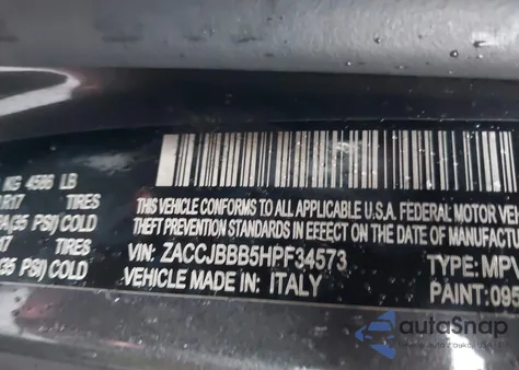 2017 Jeep Renegade Latitude 4X4 z USA, uszkodzony, nr VIN ZACCJBBB5HPF34573